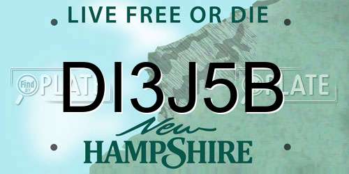 DI3J5B New Hampshire License Plate