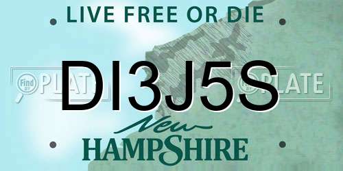 DI3J5S New Hampshire License Plate