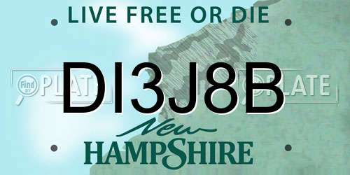 DI3J8B New Hampshire License Plate