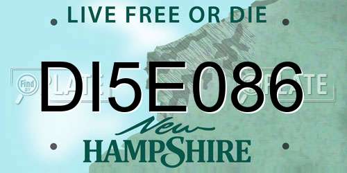 DI5E086 New Hampshire License Plate
