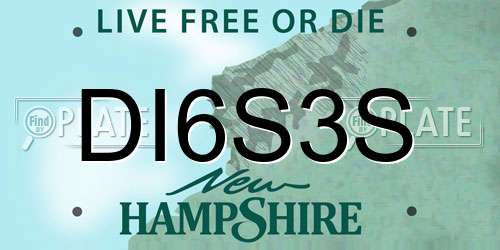 DI6S3S New Hampshire License Plate