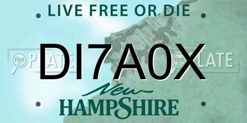 DI7A0X New Hampshire License Plate