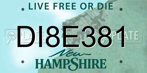 DI8E381 New Hampshire License Plate