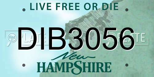 DIB3056 New Hampshire License Plate