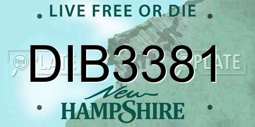DIB3381 New Hampshire License Plate