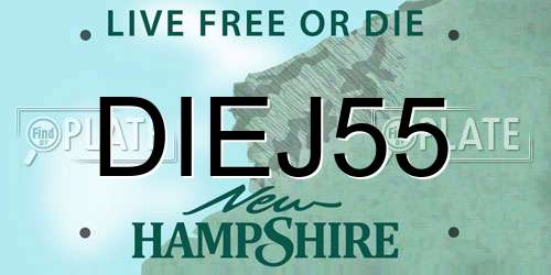 DIEJ55 New Hampshire License Plate