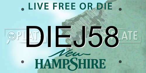DIEJ58 New Hampshire License Plate