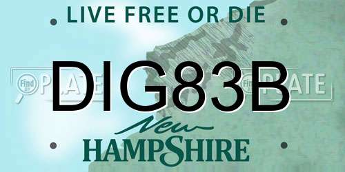 DIG83B New Hampshire License Plate