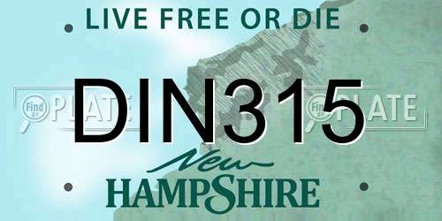 DIN315 New Hampshire License Plate