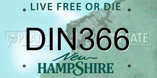 DIN366 New Hampshire License Plate