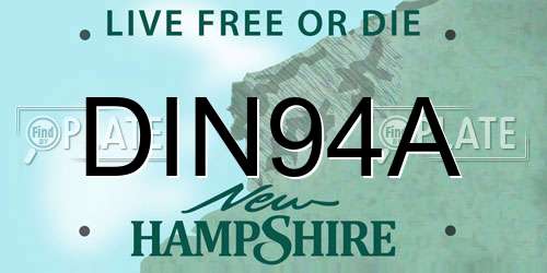 DIN94A New Hampshire License Plate