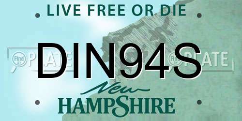 DIN94S New Hampshire License Plate