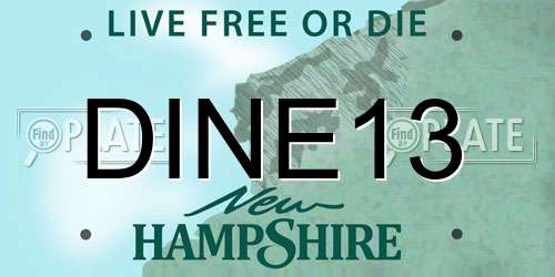 DINE13 New Hampshire License Plate