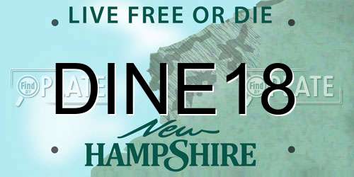 DINE18 New Hampshire License Plate
