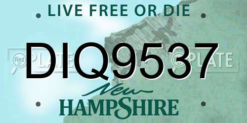 DIQ9537 New Hampshire License Plate
