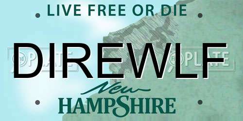 DIREWLF New Hampshire License Plate
