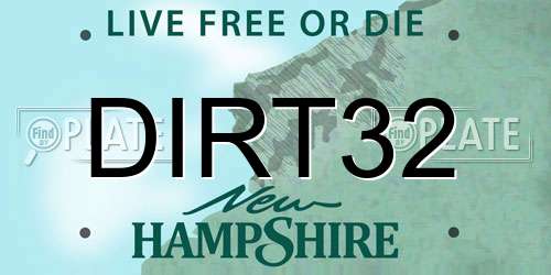 DIRT32 New Hampshire License Plate