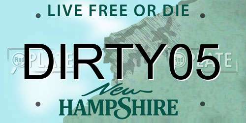 DIRTY05 New Hampshire License Plate