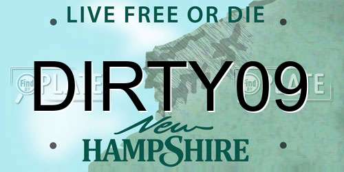 DIRTY09 New Hampshire License Plate