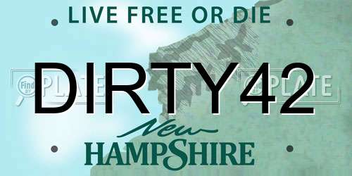 DIRTY42 New Hampshire License Plate