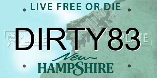 DIRTY83 New Hampshire License Plate