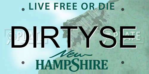DIRTYSE New Hampshire License Plate