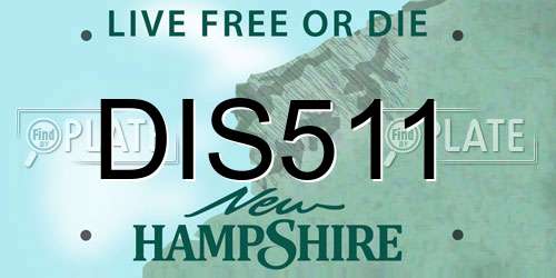 DIS511 New Hampshire License Plate