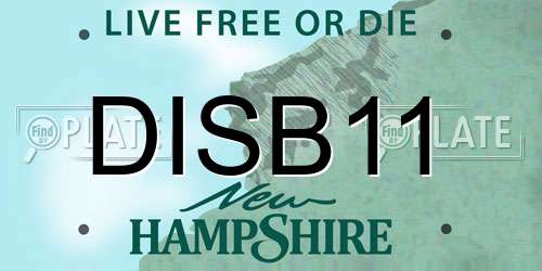 DISB11 New Hampshire License Plate
