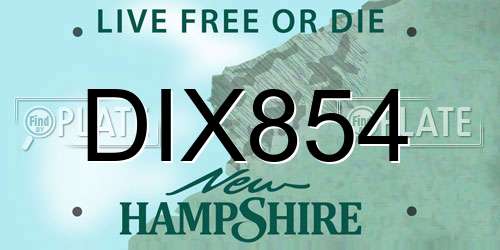 DIX854 New Hampshire License Plate