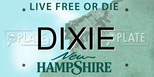 DIXIE New Hampshire License Plate