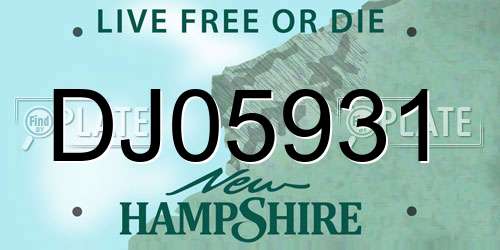 DJ05931 New Hampshire License Plate