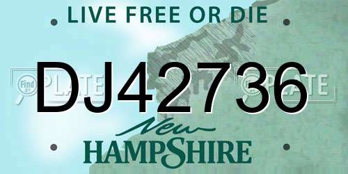 DJ42736 New Hampshire License Plate