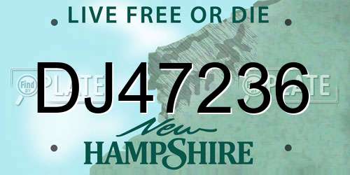 DJ47236 New Hampshire License Plate