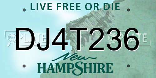 DJ4T236 New Hampshire License Plate