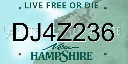 DJ4Z236 New Hampshire License Plate