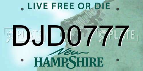 DJD0777 New Hampshire License Plate