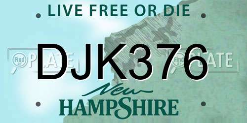 DJK376 New Hampshire License Plate