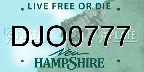 DJO0777 New Hampshire License Plate