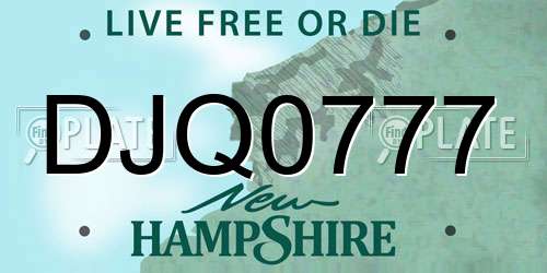DJQ0777 New Hampshire License Plate