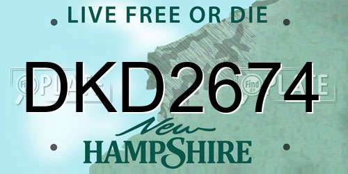 DKD2674 New Hampshire License Plate