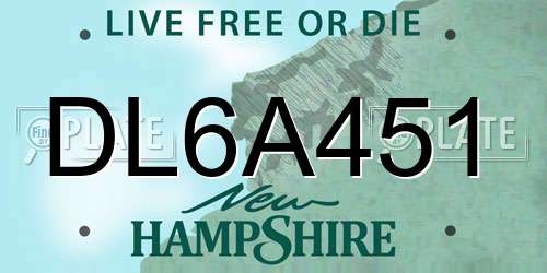 DL6A451 New Hampshire License Plate