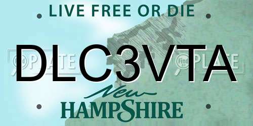 DLC3VTA New Hampshire License Plate