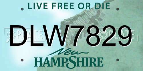 DLW7829 New Hampshire License Plate