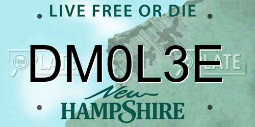DM0L3E New Hampshire License Plate