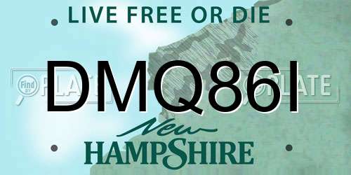 DMQ86I New Hampshire License Plate