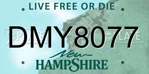DMY8077 New Hampshire License Plate