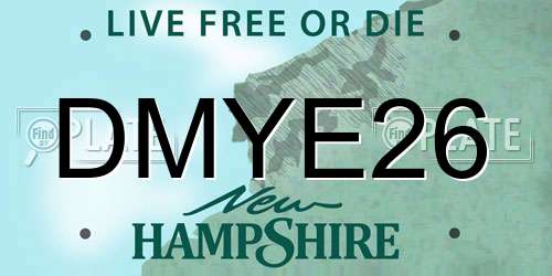 DMYE26 New Hampshire License Plate