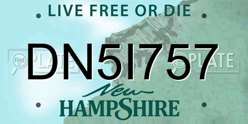 DN5I757 New Hampshire License Plate
