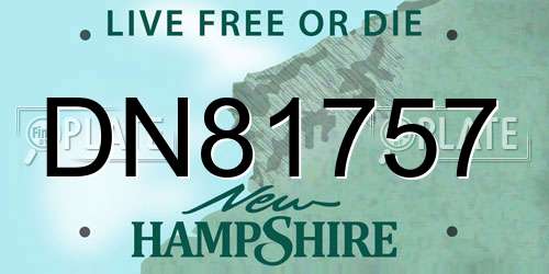 DN81757 New Hampshire License Plate