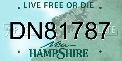 DN81787 New Hampshire License Plate